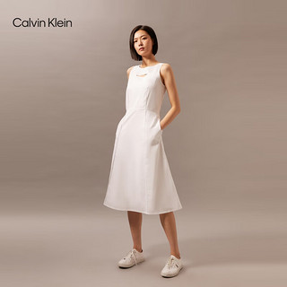 Calvin Klein Jeans24早秋女士简约ck印花复古性感镂空无袖连衣裙J224087 YAF-月光白 S