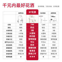 心海伽蓝奶白淋浴花洒冷热钢琴按键家用大置物顶喷奶云花洒套装S7