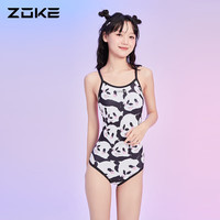 洲克ZOKE女士连体三角泳衣出游温泉显瘦女士泳衣123501120 黑白熊猫花M 黑白熊猫花（带胸垫）