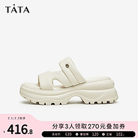 88VIP：TATA 他她 厚底拖鞋女外穿运动凉拖鞋沙滩松糕凉鞋2024夏款WL202BT4