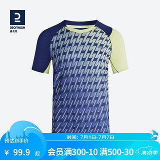 迪卡侬（DECATHLON）羽毛球服羽毛球服运动T恤运动球服轻量系列 男士蓝黄色（新） XXS