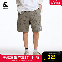 杰克·琼斯（JACK&JONES）略宽松版型抽绳可调节腰头裤身图案满印夏季男装休闲短裤裤子男士 绿色 175/80A/MR