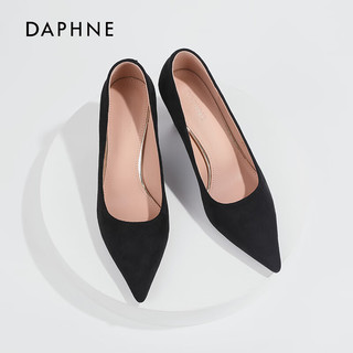 达芙妮（DAPHNE) 高跟鞋女黑色绒面细跟女鞋春单鞋通勤职业正装 绒面【5cm跟高】 35 绒面【跟高】 5cm