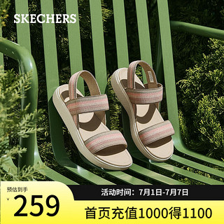 斯凯奇（Skechers）夏季轻便休闲凉鞋舒适柔软平底凉拖鞋外穿114400 灰褐色/多彩色/TPMT 35