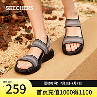 斯凯奇（Skechers）夏季轻便休闲凉鞋舒适柔软平底凉拖鞋外穿114400 黑色/多彩色/BKMT 40