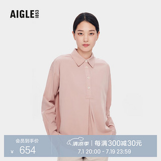 AIGLE 艾高 秋户外运动休闲时尚简约长袖衬衫女士上衣 岩粉色 AO695 M(165/88A)