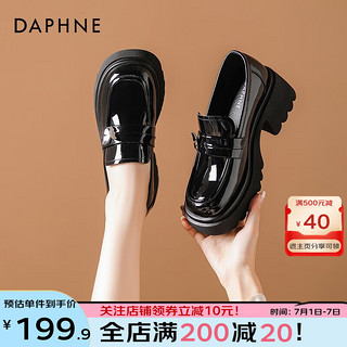 达芙妮（DAPHNE）厚底乐福鞋女2024春季小皮鞋女英伦风jk增高女鞋一脚蹬单鞋女 黑色蝴蝶款【跟高约6cm】 39