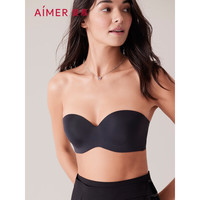 爱慕无肩带抹胸防滑不掉夏季薄款无痕隐形透气小胸承托文胸女士内衣 暗夜黑400 80C 36/80C