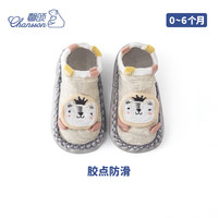 馨颂婴儿学步鞋地板袜春夏薄款防滑软底鞋宝宝袜子 灰色 0-6个月