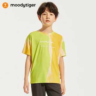moodytiger男童短袖24夏季吸湿排汗撞色百搭圆领儿童户外运动T恤 澜漪橙 150cm