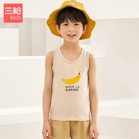三枪（THREEGUN）A类舒肤弹力棉男女童少儿外出背心 39121A0 浅咖 100
