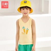 三枪（THREEGUN）A类舒肤弹力棉男女童少儿外出背心 39121A0 奶油黄 140