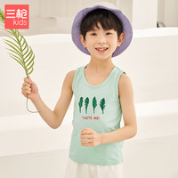 三枪（THREEGUN）A类舒肤弹力棉男女童少儿外出背心 39121A0 牛油果绿 110