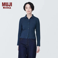 無印良品 MUJI女式 罗纹编织 POLO开衫 BA1OGA4S L