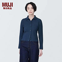 无印良品（MUJI）女式 使用大豆纤维 罗纹织 POLO开衫 女款 BA1OGA4S 藏青色 XS （150/76A）