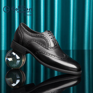 金利来（goldlion）男鞋商务正装皮鞋牛津鞋时尚舒适布洛克鞋G521310524AAA-黑色 41