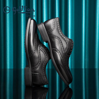 金利来（goldlion）男鞋商务正装皮鞋牛津鞋时尚舒适布洛克鞋G521310524AAA-黑色 43