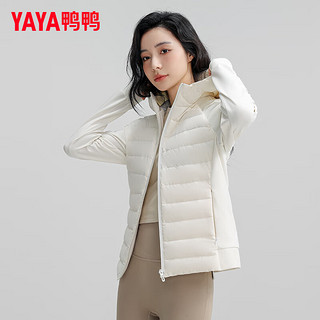 鸭鸭羽绒服鸭鸭（YAYA）【90+系列】轻薄羽绒服2024冬季连帽宽松舒适百搭保暖外套KL 米白色 165/88A(L)