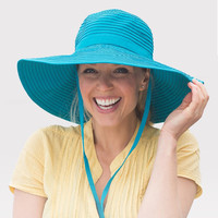 SUNDAY AFTERNOONS女士大檐防晒沙滩海边太阳防晒可折叠UPF50 孔雀蓝 M（头围54-58cm）