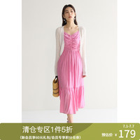 独束大码女装浪漫度假风吊带连衣裙微胖mm夏日清新多彩碎花裙 甜桃粉 3