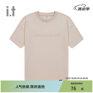 :CHOCOOLATE it 男女同款多色短袖T恤2024夏季简约基础002800 BGL/棕色 M