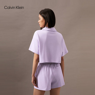 Calvin Klein Jeans24早秋女士通勤简约ck字母拉链半襟翻领短卫衣J223904 VFR-丁香紫 L