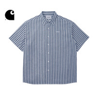 Carhartt WIP衬衫男装春夏城市风LOGO字母刺绣条纹水洗短袖卡哈特
