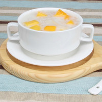 酒店西餐厅西式纯白陶瓷汤碗甜品碗双耳汤盅汤杯带耳柄浓汤碗台兰仕 4.5寸双耳汤杯+底碟+勺子