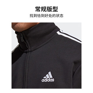 adidas休闲舒适毛圈布立领长袖套装男装阿迪达斯轻运动 黑色 M