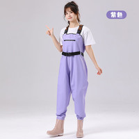 拜杰女士下水裤赶海装备大人水裤下半身涉水服全身防水雨裤带雨鞋连体 女款紫色下水裤【3D修身】 39