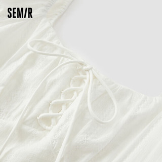 森马（Semir）连衣裙女设计感绑带木耳边2023夏法式方领短裙宫廷风107423114048