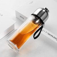 尚明耐热玻璃茶水分离保温泡茶杯商务随手杯便携高档办公室旅行家用 黑色300ml