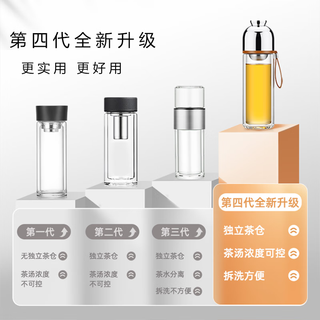 尚明耐热玻璃茶水分离保温泡茶杯商务随手杯便携高档办公室旅行家用 黑色300ml