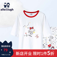 allo&lugh阿路和如童装夏季男童女童短款家居服套装纯棉两件套宽松 红色 120cm