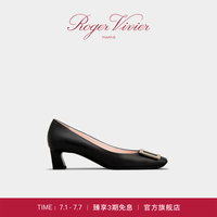 ROGERVIVIER【甄选】/2024夏季RV女鞋Trompette金属扣纳帕皮革高跟鞋 黑色 37