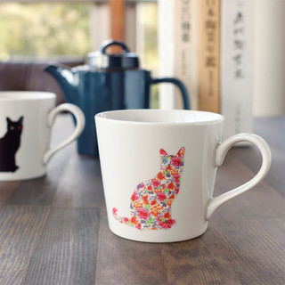 万古窑日本美浓烧猫咪温感变色马克杯日式高级创意咖啡杯礼盒装 白色马克杯 300ml