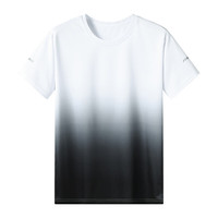 真维斯户外运动夏季速干运动上衣青少年时尚变色T恤 白黑 XL