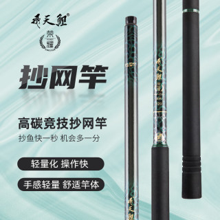 怡隆怡隆荣耀黑坑竞技飞抄杆碳素超轻超硬1.2米独节飞抄网竿套装玉柄 1.2m 荣耀独节抄网竿