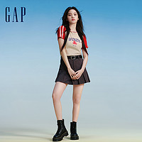 Gap 盖璞 女装2024夏季新款亲肤印花logo撞色插肩袖短袖T恤上衣