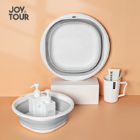 JOYTOUR 旅行折叠盆 洗脸盆厨房浴室水盆 塑料盆 洗菜盆 便携式旅游压缩水盆泡脚水桶 灰色中号