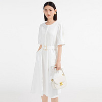 Juzui 玖姿 JZ玖姿时尚白气质连衣裙夏季简约收腰设计感裙子