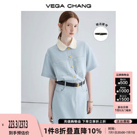 VEGA CHANG法式茶歇连衣裙女2024夏季新款高级感气质小个子显瘦赫本风长裙子 