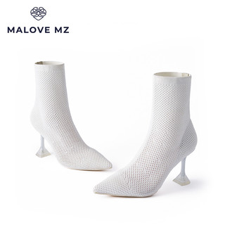 MALOVE MZ女鞋尖头细高跟网织镂空时装弹力靴时尚高跟鞋