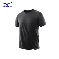 美津浓 Mizuno户外短袖男速干吸汗透气弹力圆领休闲T恤 黑色 L