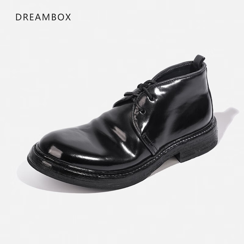 dreambox钧博vibram高端意大利马臀皮高帮皮鞋复古手工固特异男靴
