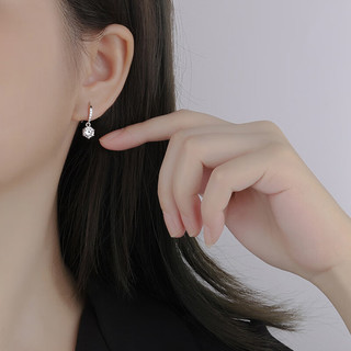 ticify999银六爪锆石耳环女秋季时尚耳钩日韩ins冷淡风耳坠耳饰品 银色 足银