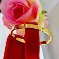 一竹春经典气质金色实心推拉520 1314手镯女 卡扣手镯