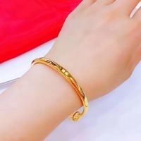 一竹春经典气质金色实心推拉520 1314手镯女 遇见 推拉手镯
