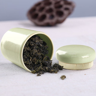 真迹直筒小茶叶罐陶瓷罐装汝窑开片储茶罐存储罐密封罐便携罐茶具配件 汝窑小茶叶罐-天青