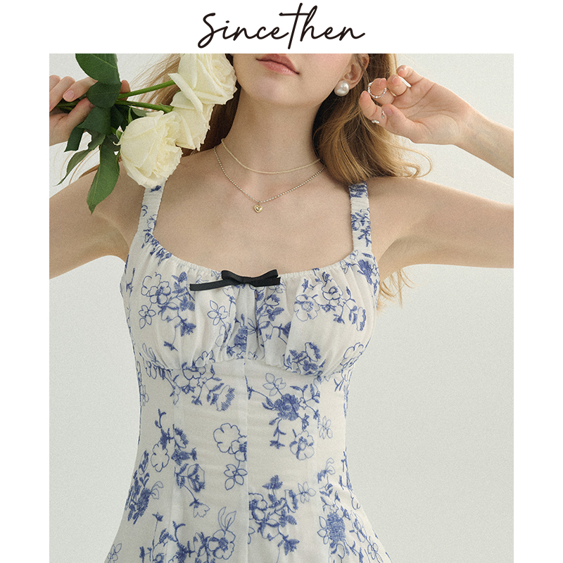 sincethen 法式碎花裙小个子短款裙子仙女连衣裙设计感短裙女夏季